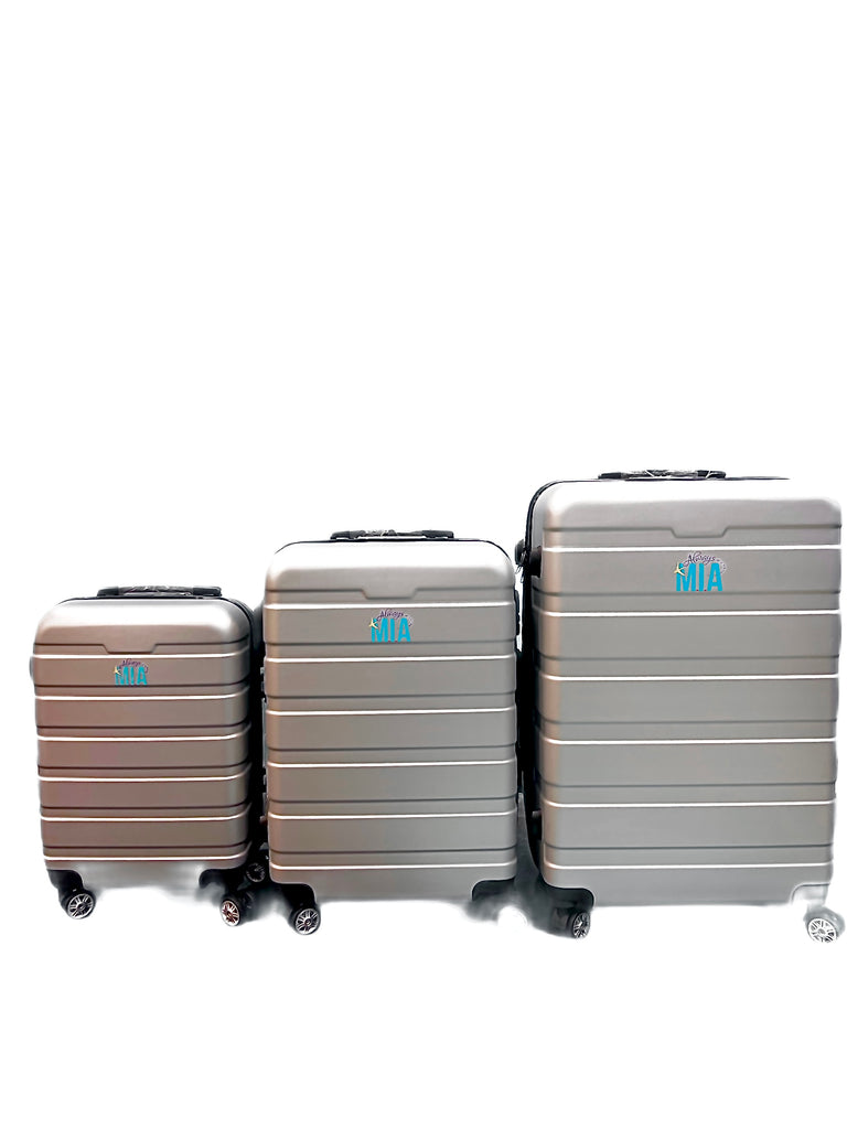 Always M.I.A Silver 3Pc Luggage Set 20'' 24'' 28'' w/TSA Lock