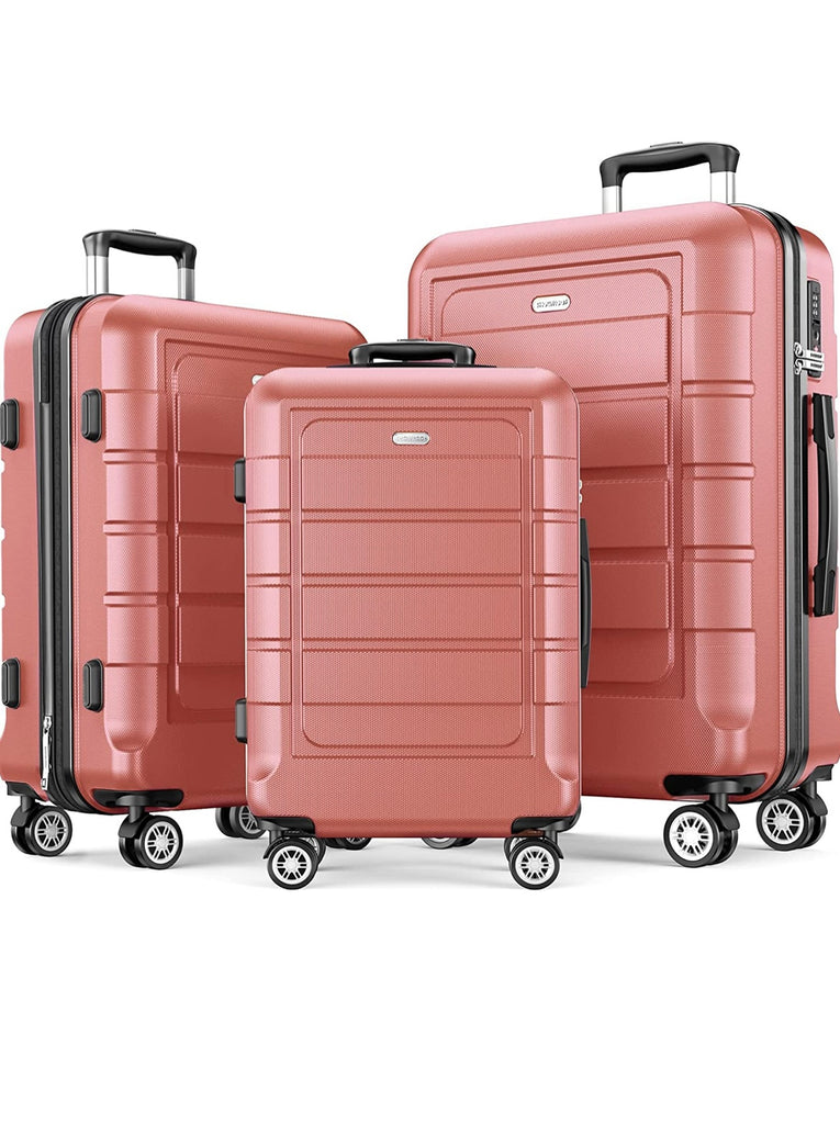 Rose Gold 3 Pcs Luggage Travel Set ABS Trolley
