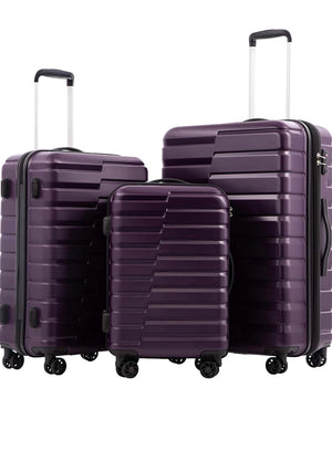 Plum Purple 3 Pcs Luggage Travel Set ABS Trolley
